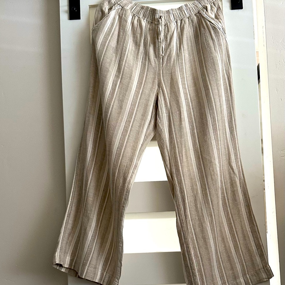 Striped Tan linen Pants